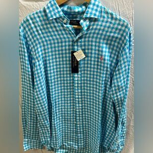 Ralph Lauren Turquoise Checkered Men's Shirt